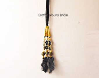 Whole Black mirror parandi hair accessory, Indian paranda, Braid hairstyle, belly dance head dress, hair jewelry, ponytail hair tassel