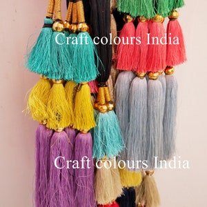 Tri color parandi, Indian paranda, Braid hairstyle, belly dance head dress, hair jewelry, ponytail hair tassel, black thread artificial hair