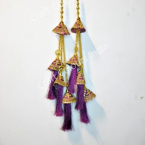 Long beaded purple yellow green black gold embroidered tassels, blouse tassel, lehenga latkan, dress decoration, Indian tassel, boho tassels