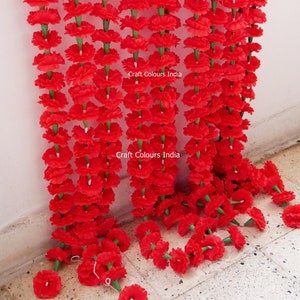 Gratis expresverzending 5 ft/10 ft rode kunstmatige goudsbloem bloemenslinger, Indiase bruiloft decoratie, Mehendi/haldi decor