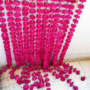 1,5 m pink, orange, gelb, rot, lila-pink Ringelblumengirlanden, indische Hochzeitsfeier Dekoration, Mehendi/Haldi Dekor