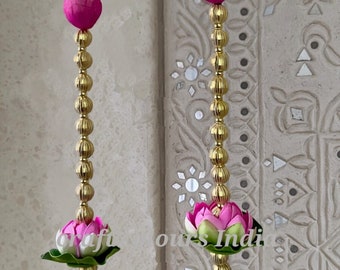 Pair of Lotus hangings, Diwali Decoration door hangings, Lotus decorations for Diwali, Diwali decorations for stairs, wall, door, window