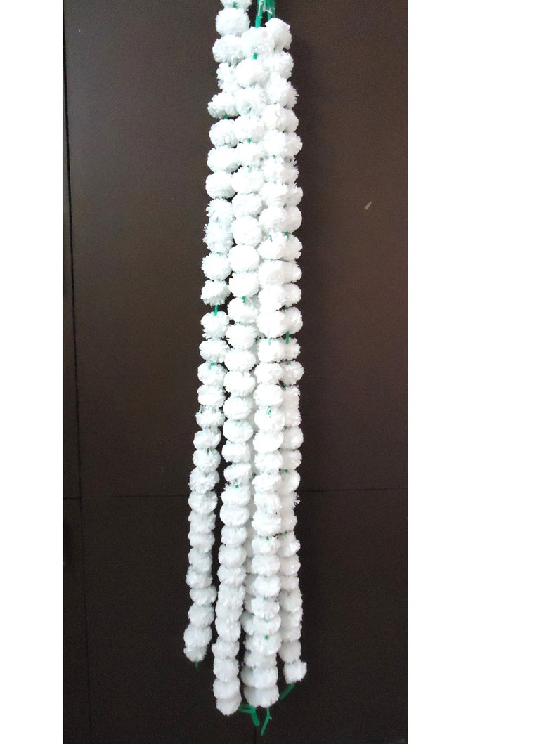 Express Shipping 42 White Artificial Marigold Flower String Etsy