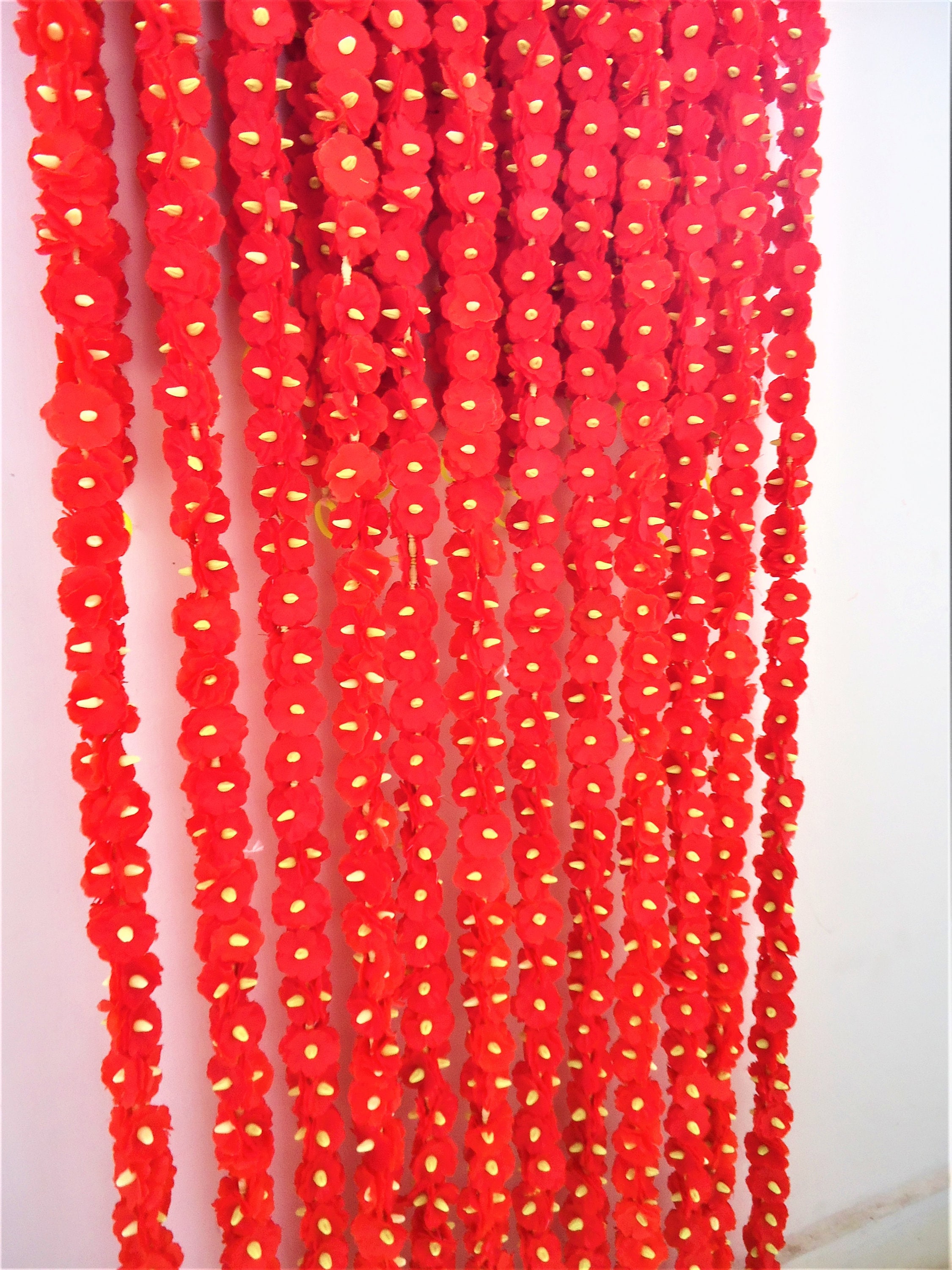 Red Artificial Periwinkle Vinca Flower Strand Real Looking Etsy