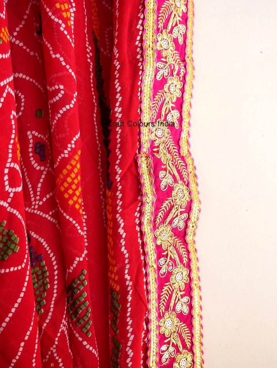 Rose Red Bandhani Silk Scarf from Rajasthan Rose Red Bandhani Silk Scarf from Rajasthan