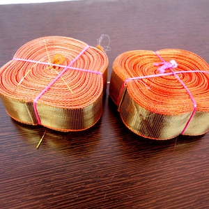 20 yard medium width gota ribbon, golden trim, indian gota, gota patti border, Indian lace, gota lace, indian craft supply