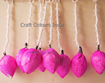 Lotus bud and tuberose tassel, Pink lotus buds latkans with tuberose, Diwali decoration, Wedding decoration, Indian event Decoration