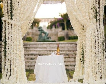 Guirnalda de flores de jazmín blanco, decoración de fondo de boda, 10 pies