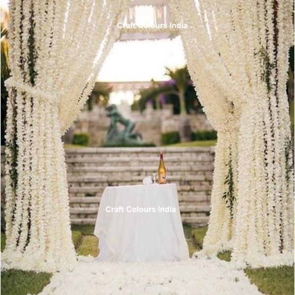 Guirlanda de flores de jasmim branco, decoração para fundo de casamento, 3 metros