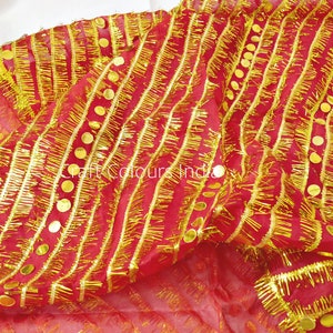 Big size Mata ki chunri for navratri puja - Fancy fabric Indian puja chunni - puja supply - red gota dupatta - Hindu idol worship - vedi mat