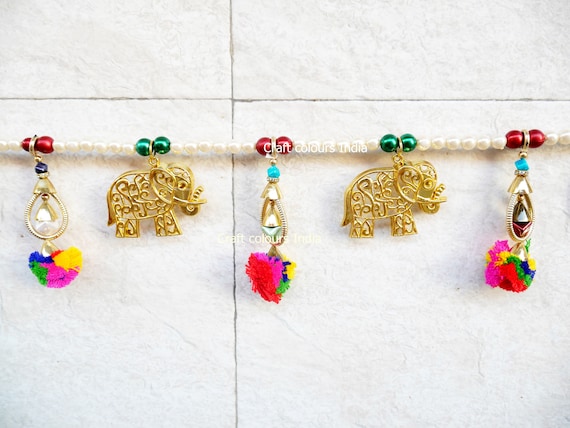 Golden Elephant And Tassel Toran Indian Door Hanging Ethnic Etsy