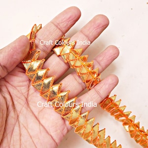 Indiase zigzag gota kant, gota patti lintbanden en trim, handgemaakte jurkrand, doe-het-zelf tapes, etnisch decor, gouden gota franje