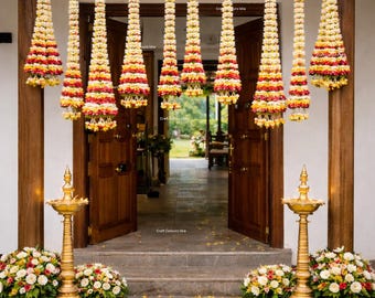 Handgemaakte Indiase stoffen bloemenkrans | Bruiloft Haldi Mehndi decoratie