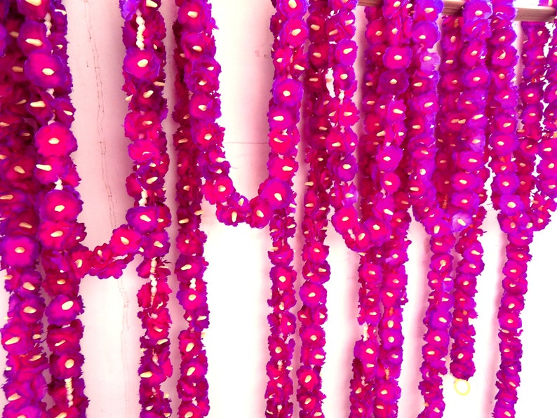 4 ready to ship Periwinkle flower garland photo prop party backdrop Pink artificial flower strand fall wedding decor flower curtains