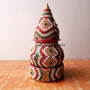 Diwali decoration, Wedding decoration kalash set, decorated kalash, beaded kundan kalash set, Diwali decoration, wedding favor, puja decor