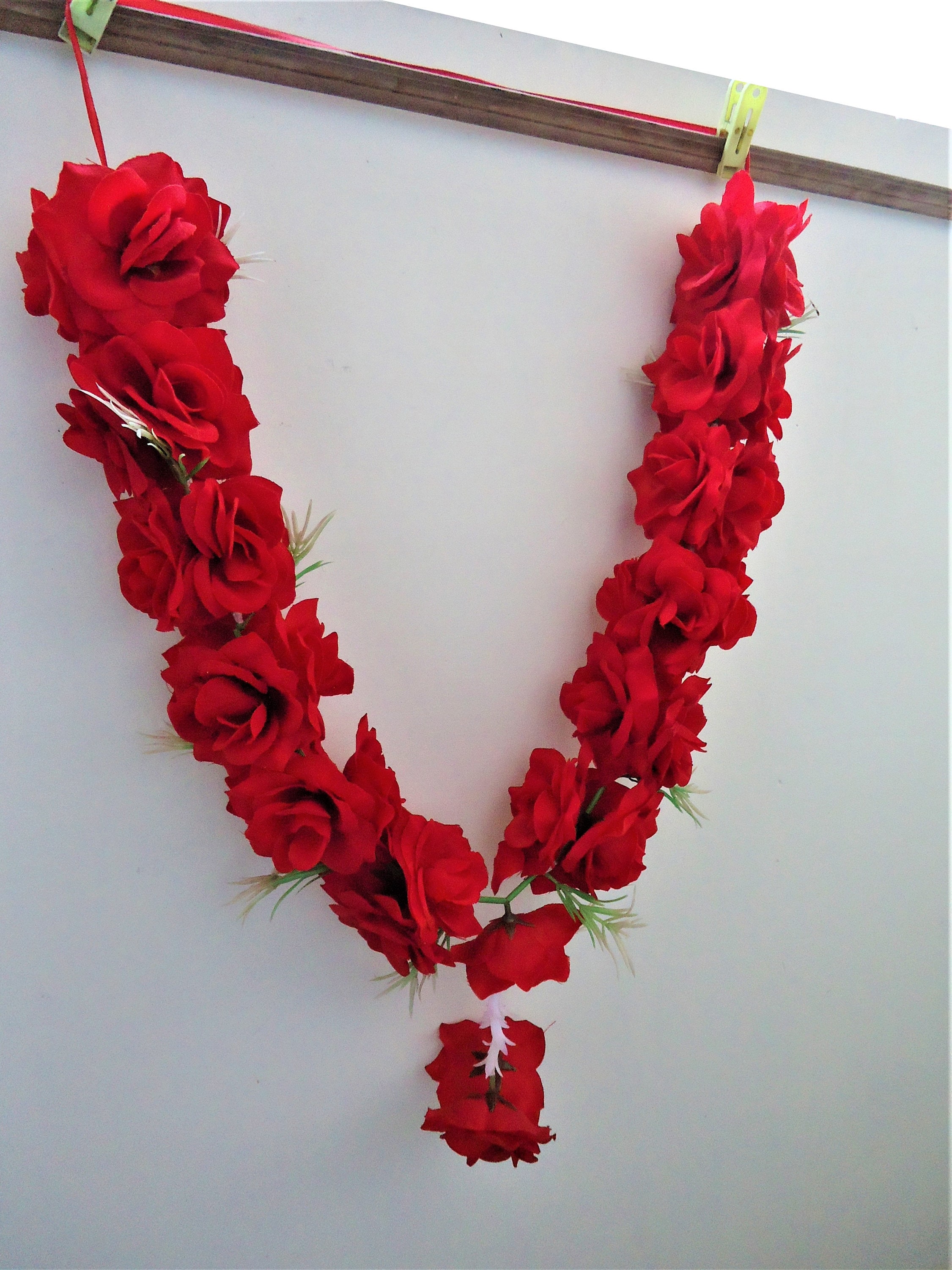 Artificial red rose garland Hawaiian beach party garlands Etsy