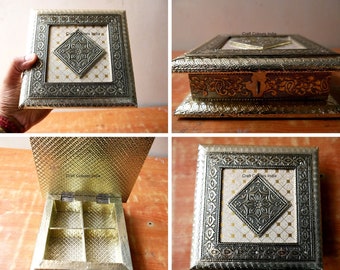 Wooden handcrafted metal foiled gift box, Diwali gift box, dry fruit box, wedding favor box, Indian traditional ethnic gift box