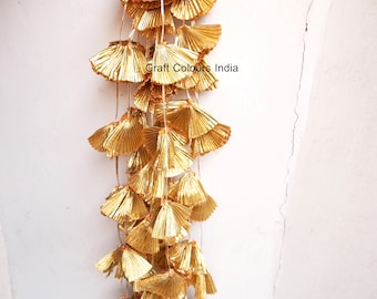 5 garlands Golden Gota hanging for wedding decorations, long gota latkan mehendi decoration, gota tassel for Indian decoration, Haldi decor