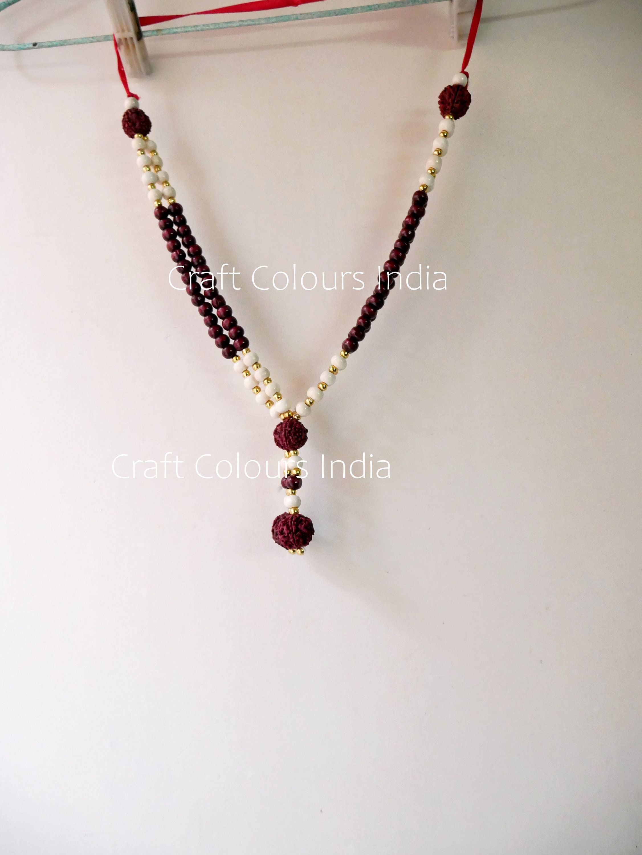 Wooden Beads Dual String Garland Cream 