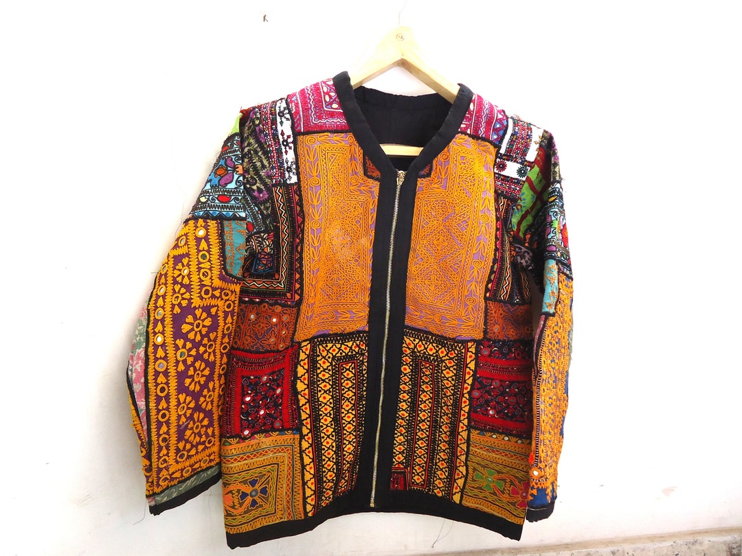 Yellow Kutch Embroidery Vintage Full Sleeve Bohemian Jacket - Etsy