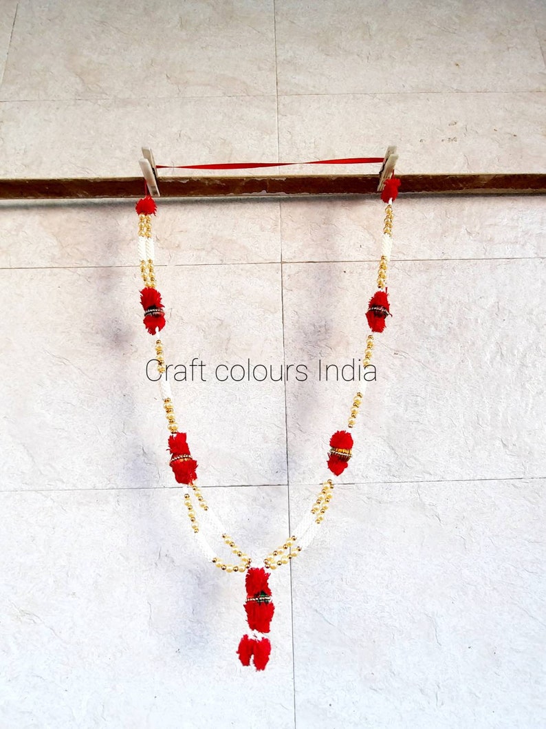 Red and White Puja Garland Photo Garland Statue Garland Etsy