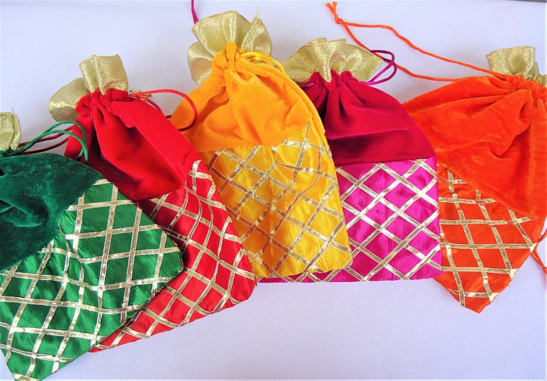 Potli Pouches 10/25/50 Drawstring Small Gift Bags Indian Etsy