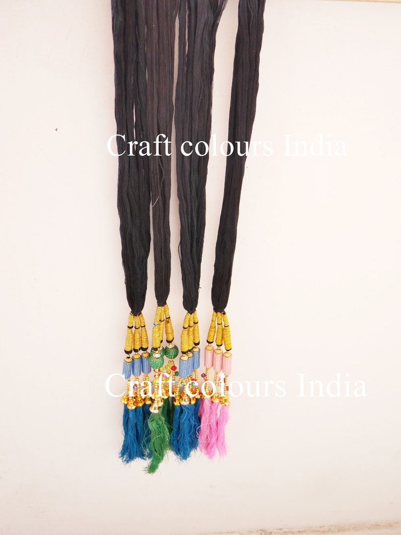 parandi, indian paranda, braid hairstyle, belly dance head dress, hair  jewelry, ponytail hair tassel, black thread artificial hair