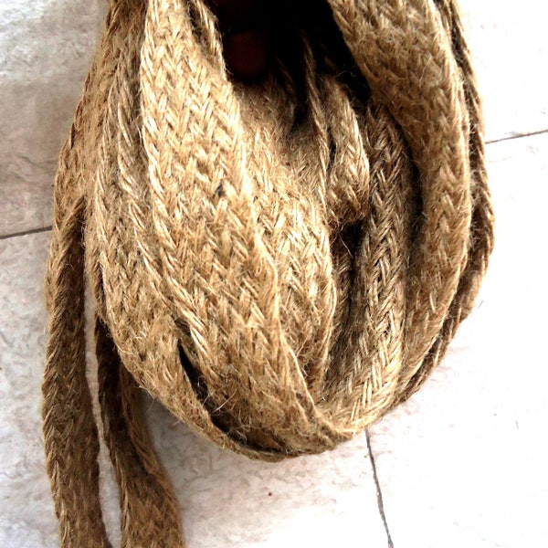 Corde de sangle de jute naturelle 4 verges 2 cm de large, ruban de jute, décorations rustiques de mariage, artisanat en toile de jute, ceinture de jute d'emballage, dentelle de jute tressée naturelle