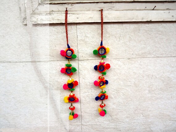 Four Mirror Pompom Tassel Bag Key Chain Mobile Strap Four Mirror Pompom Tassel Bag Key Chain