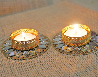 Mirror tealight holders | Wedding return gift | Diwali decorations | Diwali gifts | Housewarming return gifts | Christmas gift Candle holder