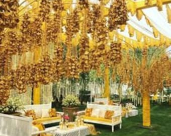 Golden Gota hanging for wedding decorations, long gota latkan mehendi decoration,Diwali decor gota tassel for Indian decoration, Haldi decor