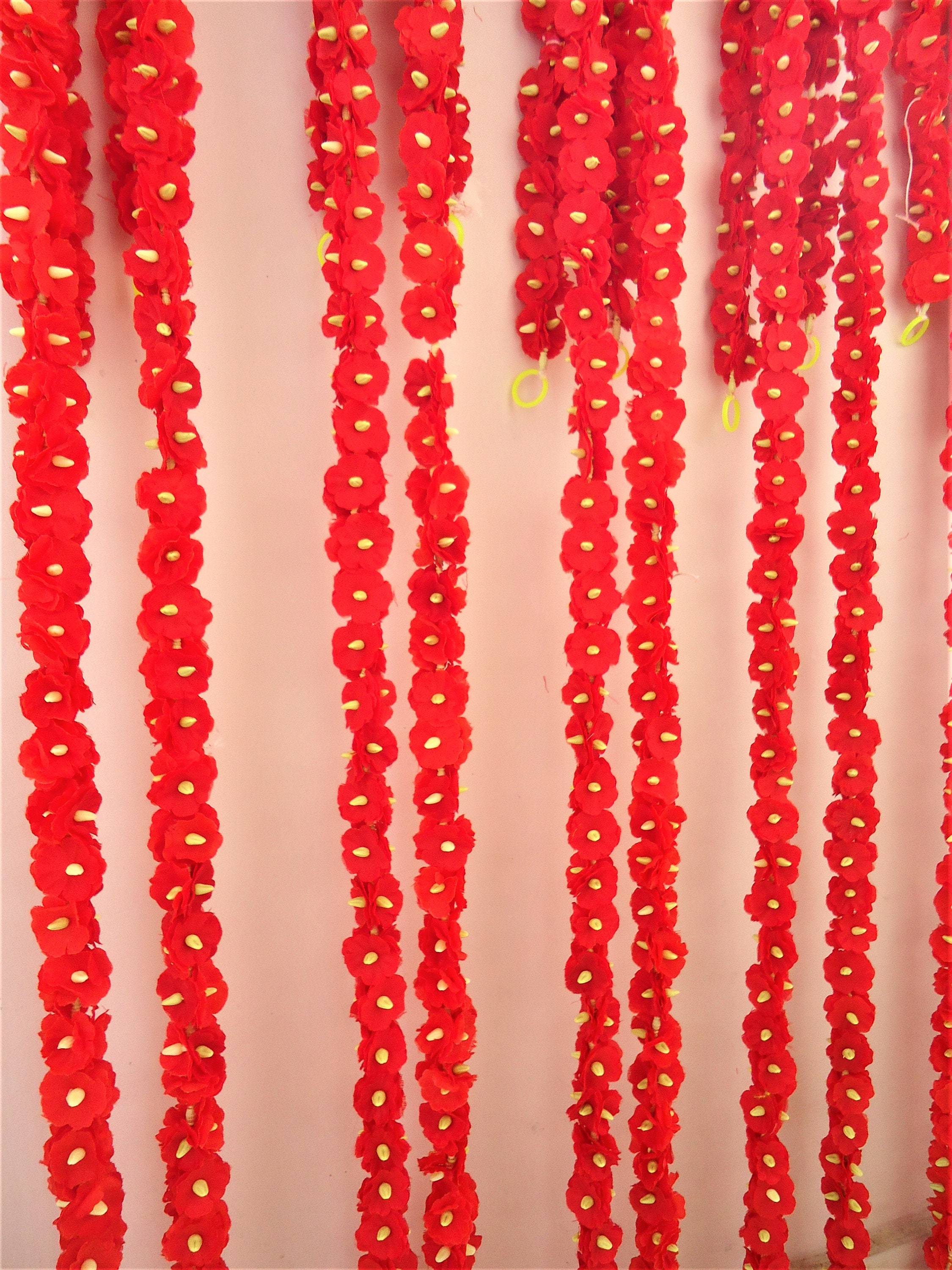 Red Artificial Periwinkle Vinca Flower Strand Real Looking Etsy