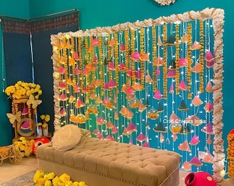 Mehndi Backdrop, Indian Wedding Decor, Haldi, Sangeet Stage Decoration 8 ft