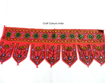 Elephant Wall Hanging  - wine Toran - Vintage Indian Ganesha Wall Tapestry - Indian Door Hanging - Mirror Toran, House Warming Gift