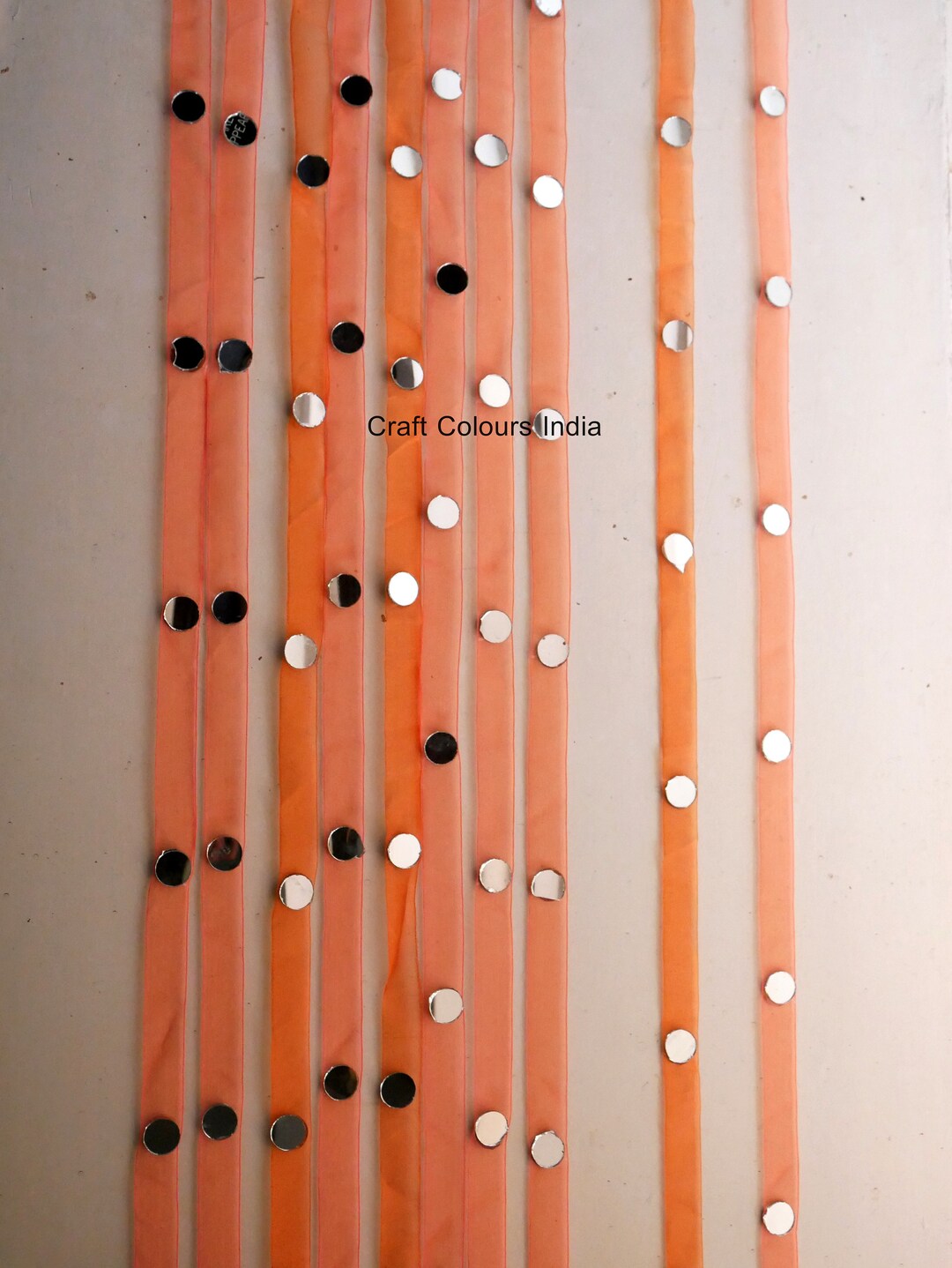 10 Orange Ribbon and Mirror Long Party Backdrop Decoration, Glittery ...