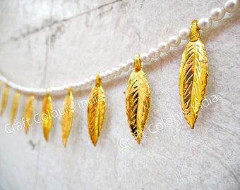 Golden leaf toran, Indian Goodluck door hanging, wedding home decor, minimalist unique DIY Christmas gift, good luck charm, DIY toran kit