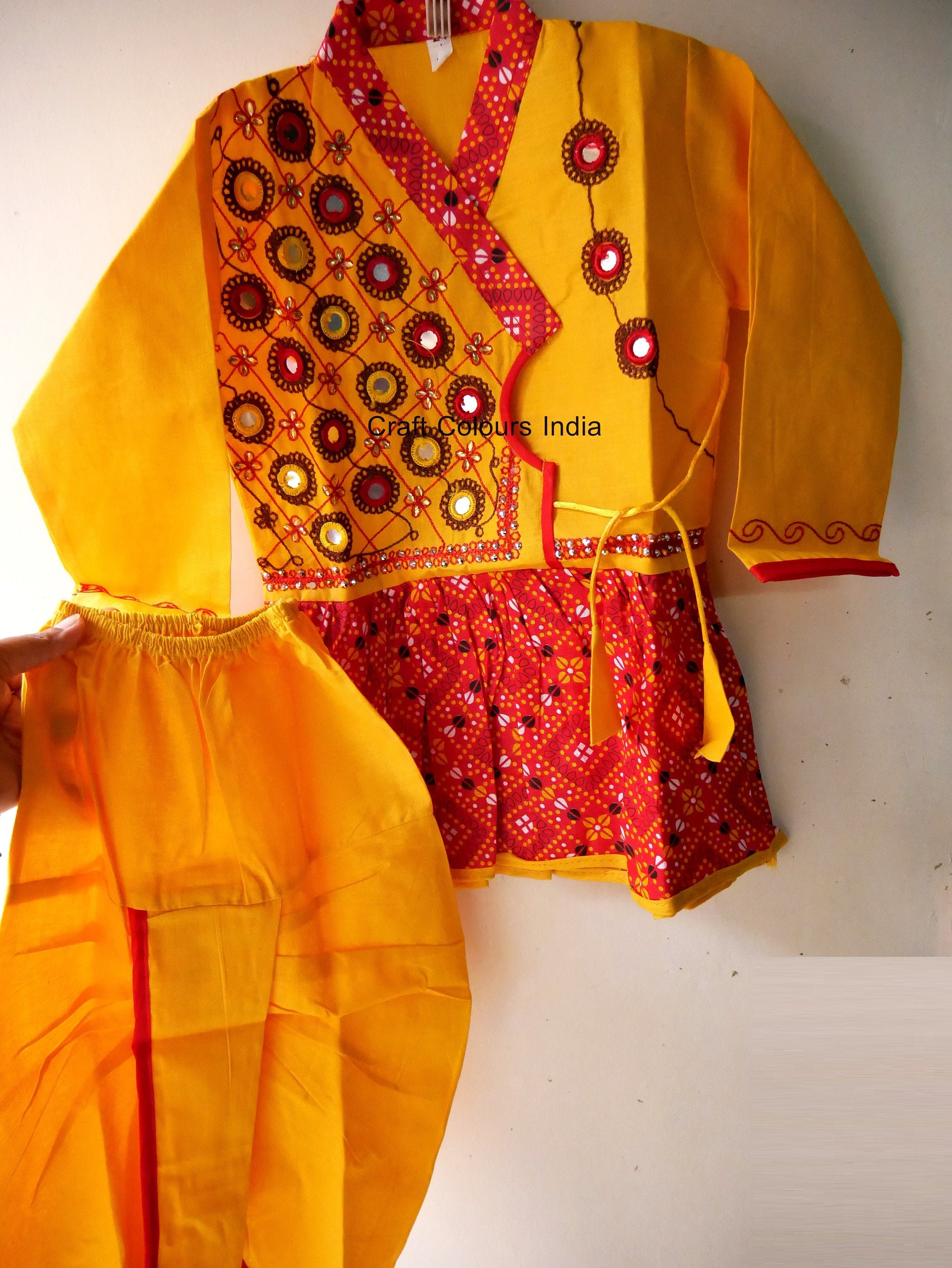 Toddler Krishna dress yellow baby boy Kanha dress set with