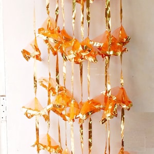 20 pc Gota Net Hangings Decorative Garlands for Wedding, Haldi & Wedding Event Decoration backdrop, Indian String Colorful Net Gota Hanging image 5