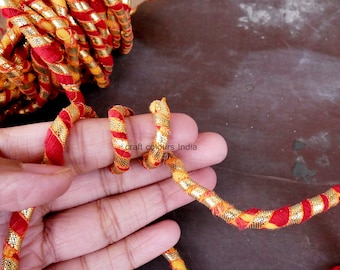 Hilo Gota Kalava, Moli de algodón rojo y amarillo, cordón de joyería artesanal india (9,1 yardas)