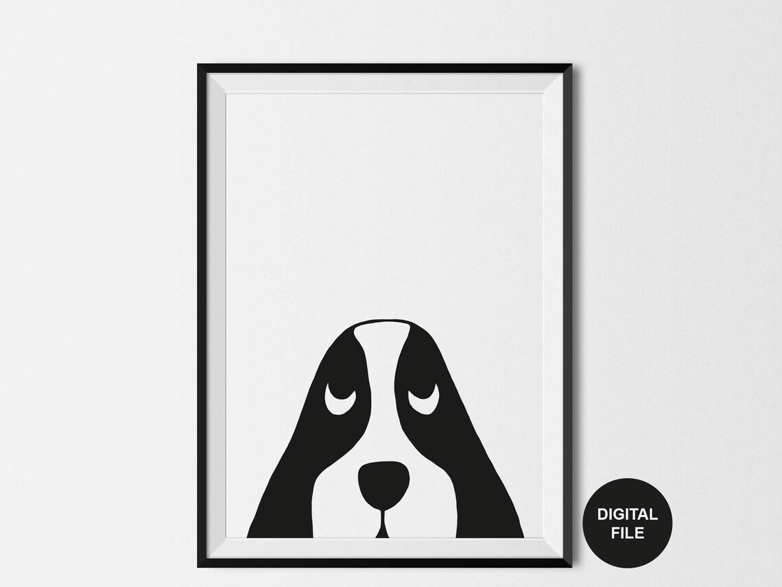 Black &amp; White Dog Print Digital Download Printable Poster - Etsy