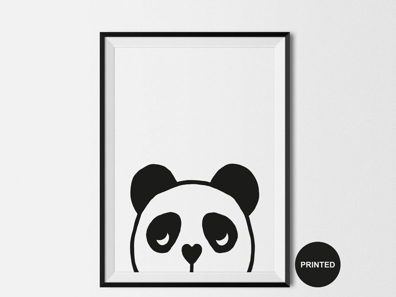 Monochrome Print Black /& White Modern Illustration Kids Poster Childrens Nursery Panda Printed Poster A4 or A3 size Kids Wall Art Decor