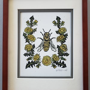 Honey Bee Dandelion Print - Gift - Christmas - FAC1