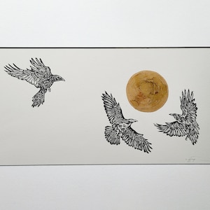 Birds of Three - Crows - Original Wall Print - FAC1