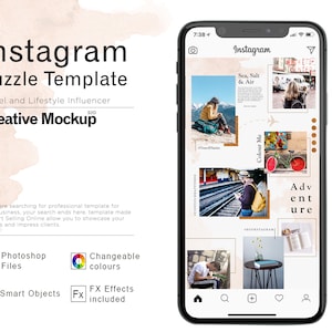 Instagram Puzzle Template |  Multipurpose Use | PSD File |  Easily Editable  | Travel and Lifestyle Puzzle Template