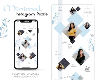 Instagram Template |  Instagram Puzzle | Multipurpose Use | PSD File |  Easily Editable  | Minimal Puzzle Template IG