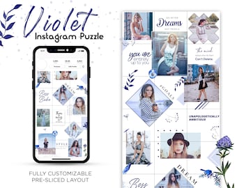 Violet Instagram Puzzle Template: Multipurpose PSD File
