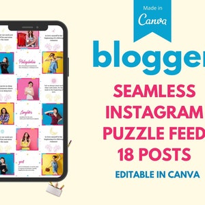 Instagram puzzle template canva editable, feed template, Instagram grid template, Instagram grid canva, Instagram grid layout,