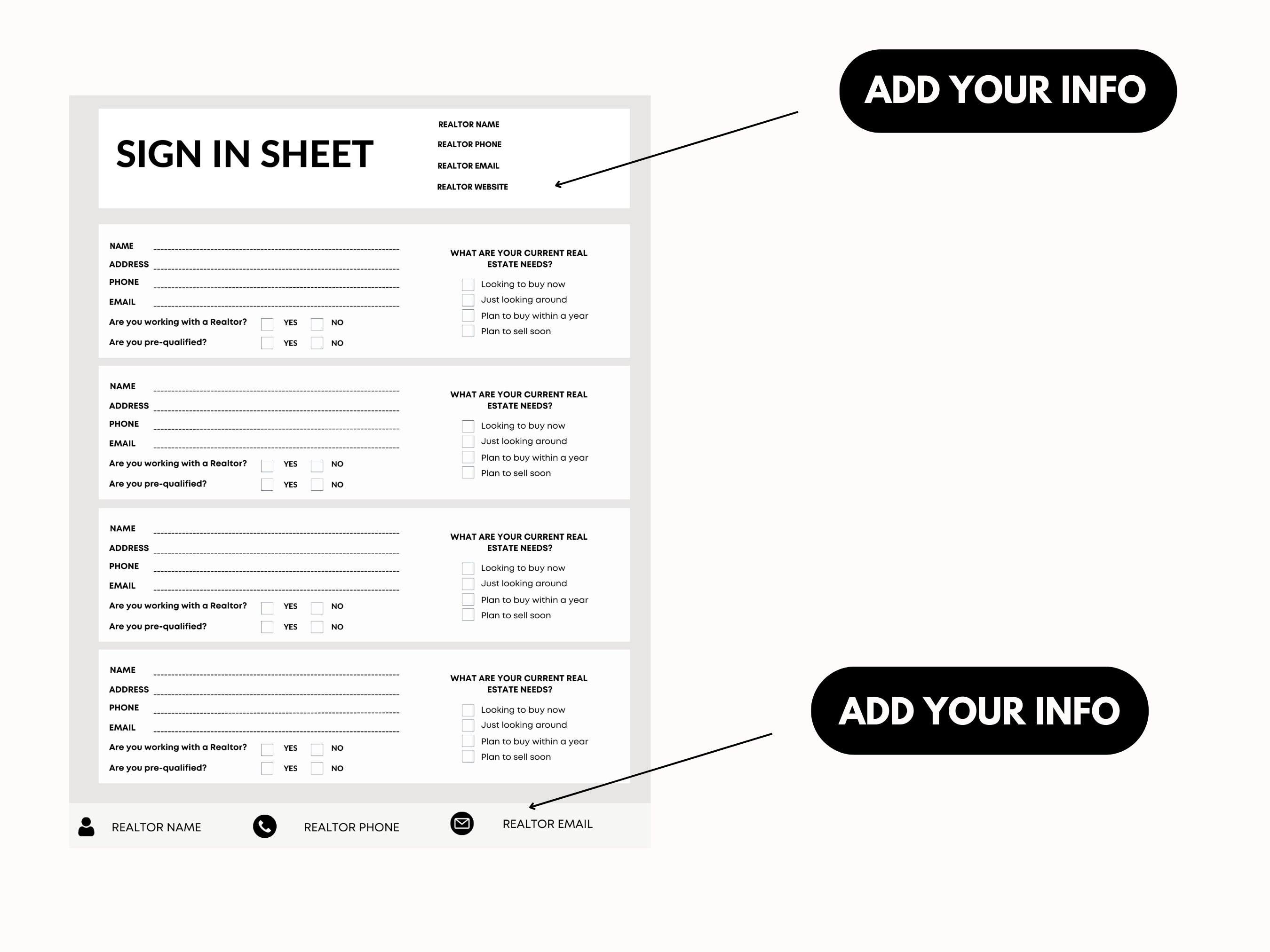 Open House Sign in Sheet Real Estate Realtor Canva Editable Template - Etsy