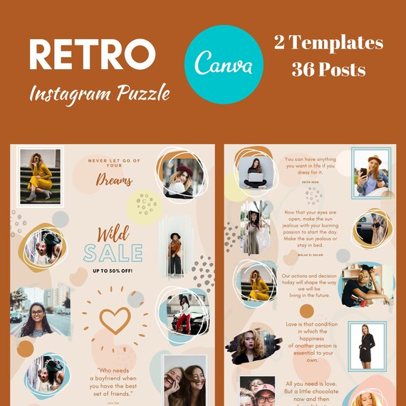 Instagram Puzzle Template Canva Template for Blogger Mood - Etsy