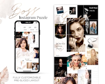 Boss Babe Instagram Puzzle Template: Editable PSD File